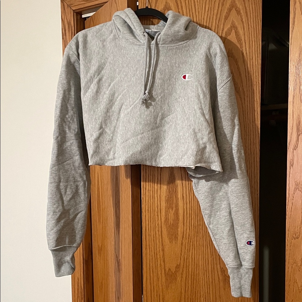 Champion Women's Heather Gray Cropped Hoodie